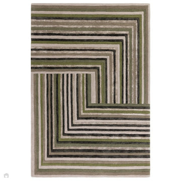 Matrix MAX82 Network Modern Geometric Hand-Woven High-Density Soft Textured Shimmer Wool & Viscose Blend Forest Green/Olive/Taupe/Charcoal/Beige Rug-Asiatic Carpets-Rug Love - The Most Loved Rug Store